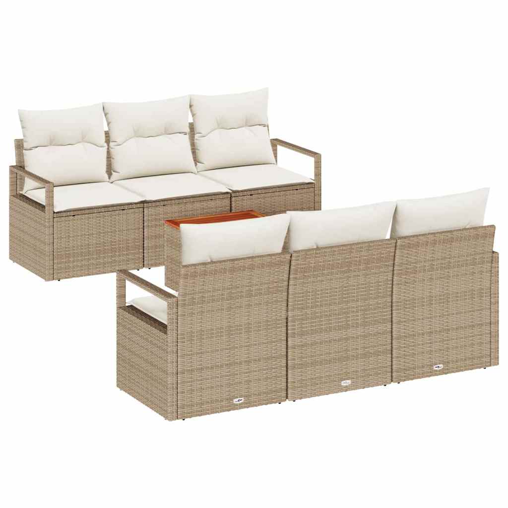 Tuinbankenset met opslag 7 pcs Beige en Crème poly rattan is nu te koop bij PeponiXL, paradijselijk wonen!