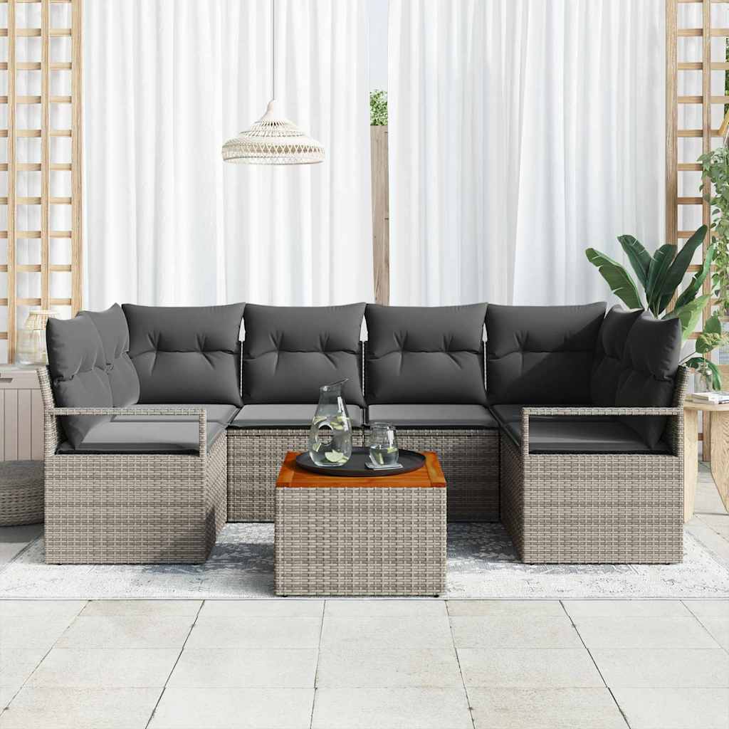 Tuinbankenset met opslag 7 pcs Grijs poly rattan is nu te koop bij PeponiXL, paradijselijk wonen!