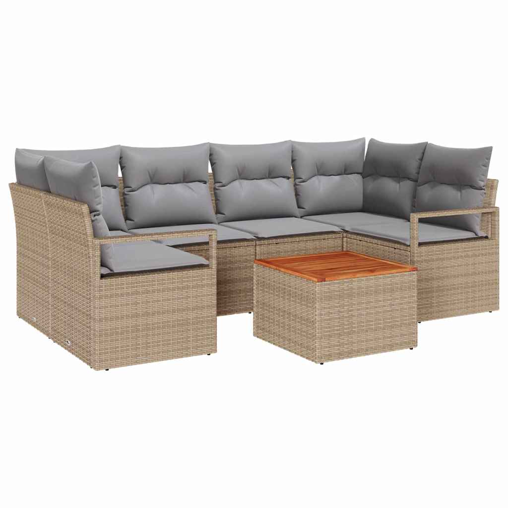 Tuinbankenset met opslag 7 pcs Beige en Licht Grijs poly rattan is nu te koop bij PeponiXL, paradijselijk wonen!