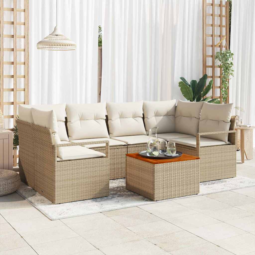 Tuinbankenset met opslag 7 pcs Beige en Crème poly rattan is nu te koop bij PeponiXL, paradijselijk wonen!