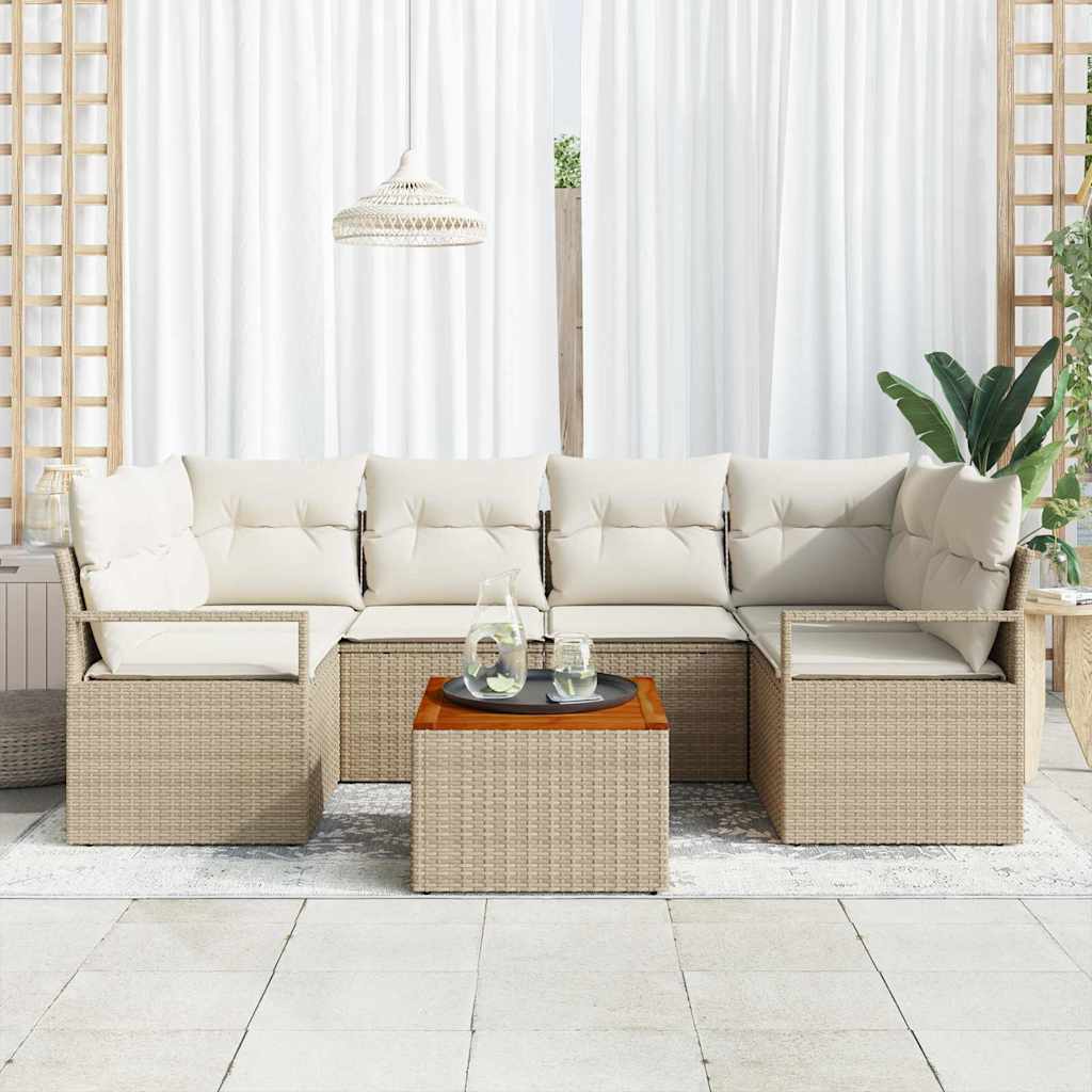 Tuinbankenset met opslag 7 pcs Beige en Crème poly rattan is nu te koop bij PeponiXL, paradijselijk wonen!