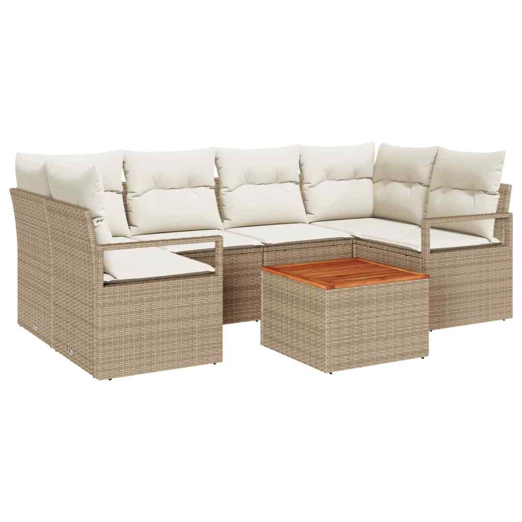 Tuinbankenset met opslag 7 pcs Beige en Crème poly rattan is nu te koop bij PeponiXL, paradijselijk wonen!