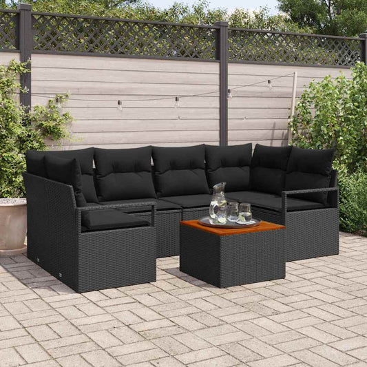 Tuinbankenset met opslag 7 pcs Zwart poly rattan is nu te koop bij PeponiXL, paradijselijk wonen!