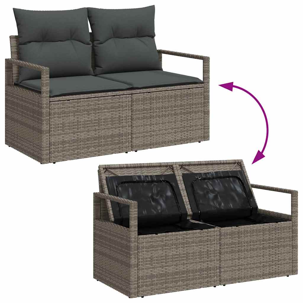 Tuinbankenset met opslag 8 pcs Grijs poly rattan is nu te koop bij PeponiXL, paradijselijk wonen!