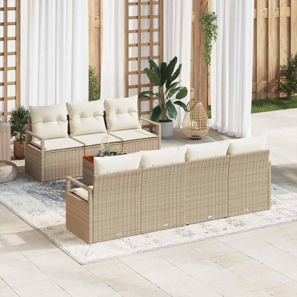 Tuinbankenset met opslag 8 pcs Beige en Crème poly rattan is nu te koop bij PeponiXL, paradijselijk wonen!