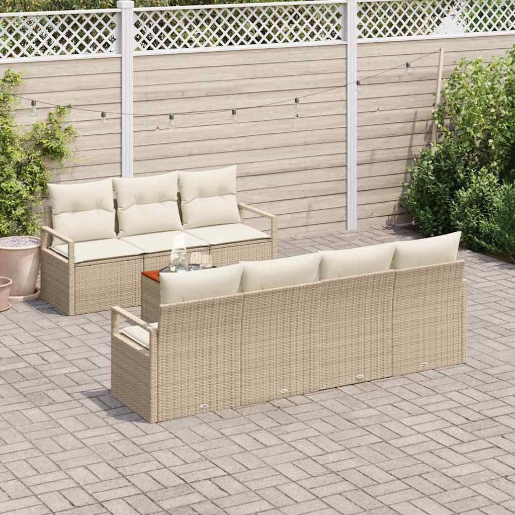 Tuinbankenset met opslag 8 pcs Beige en Crème poly rattan is nu te koop bij PeponiXL, paradijselijk wonen!