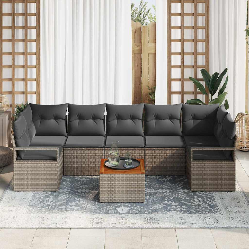 Tuinbankenset met opslag 8 pcs Grijs poly rattan is nu te koop bij PeponiXL, paradijselijk wonen!