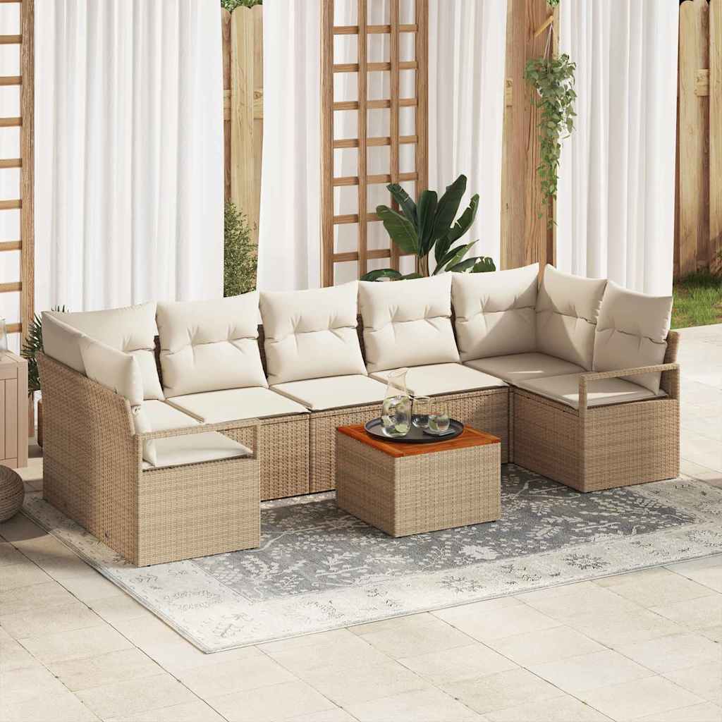 Tuinbankenset met opslag 8 pcs Beige en Crème poly rattan is nu te koop bij PeponiXL, paradijselijk wonen!