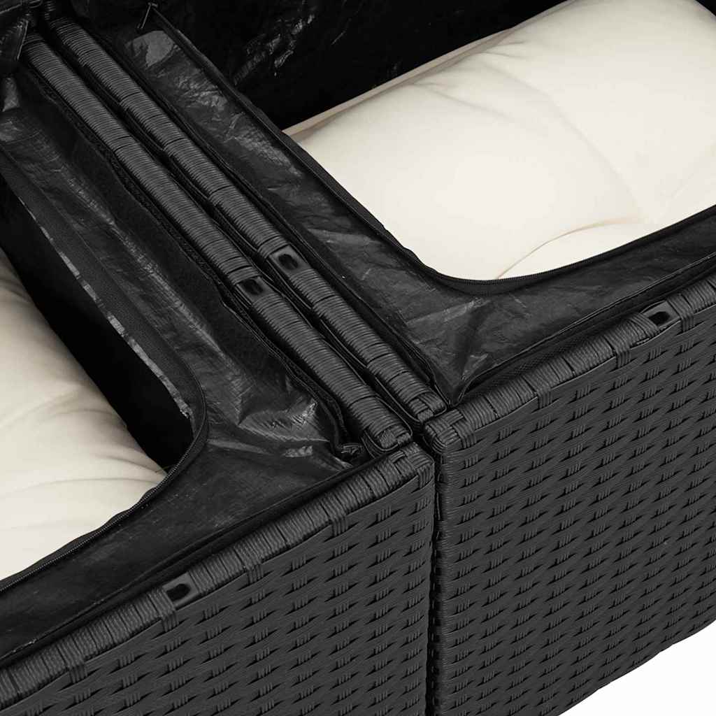 Tuinbankenset met opslag 9 pcs Zwart en Crème poly rattan is nu te koop bij PeponiXL, paradijselijk wonen!