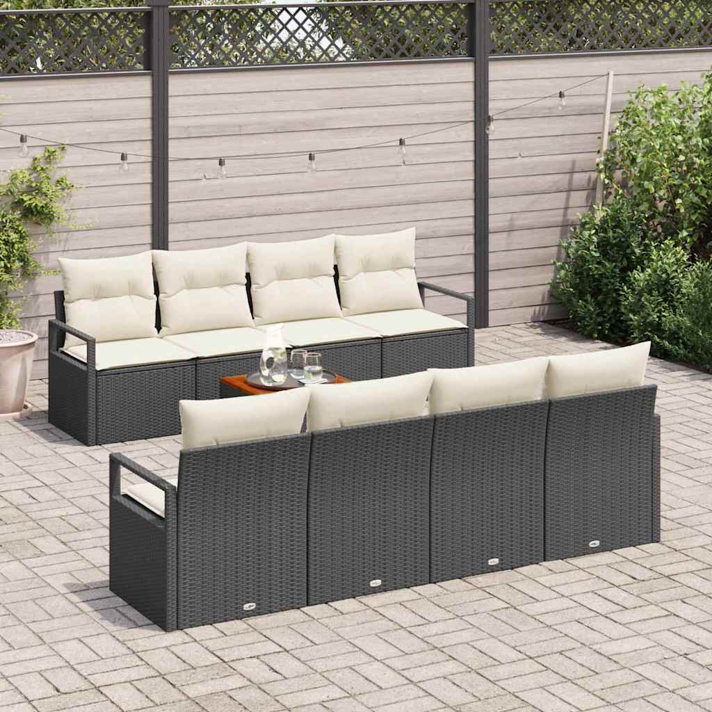 Tuinbankenset met opslag 9 pcs Zwart en Crème poly rattan is nu te koop bij PeponiXL, paradijselijk wonen!