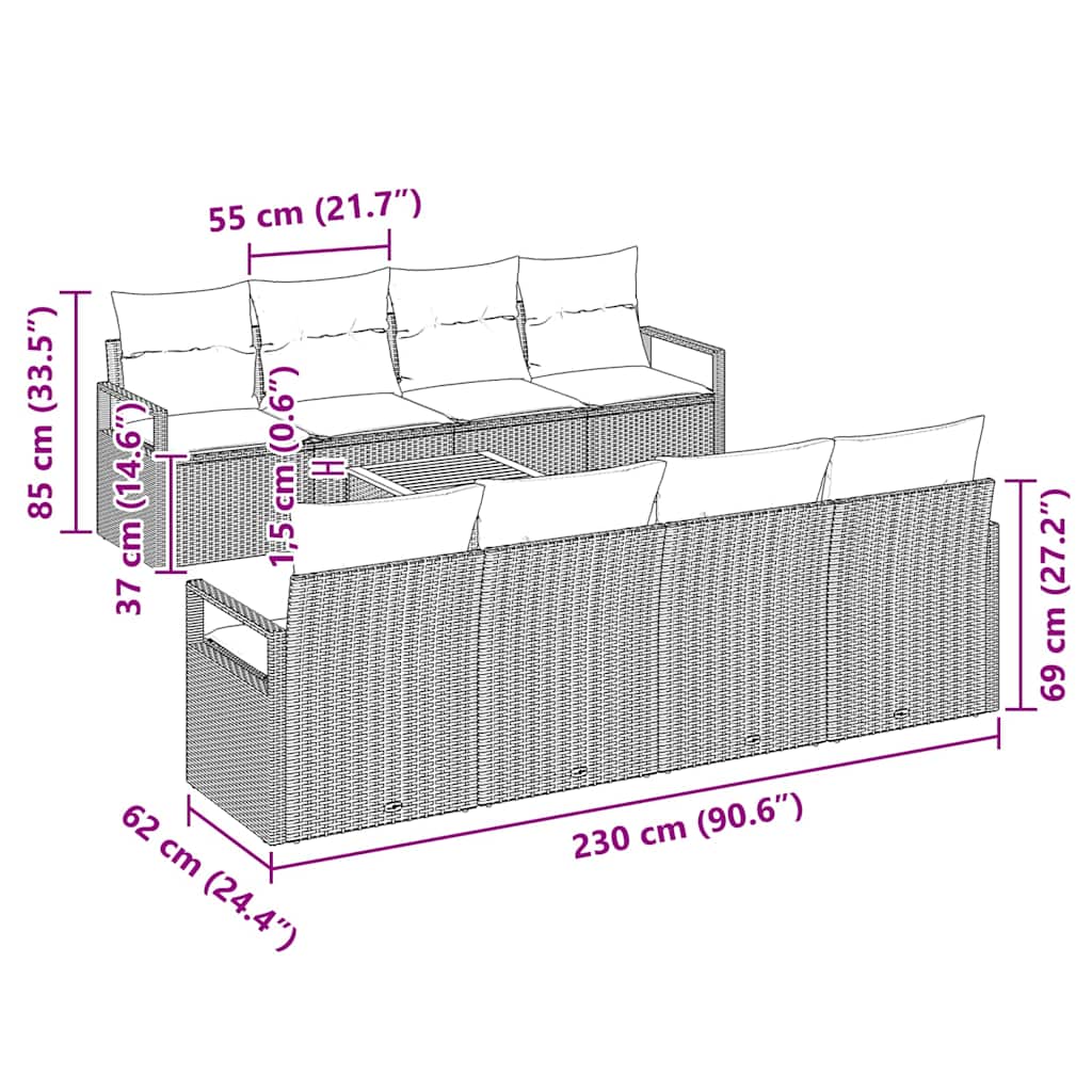 Tuinbankenset met opslag 9 pcs Zwart en Crème poly rattan is nu te koop bij PeponiXL, paradijselijk wonen!