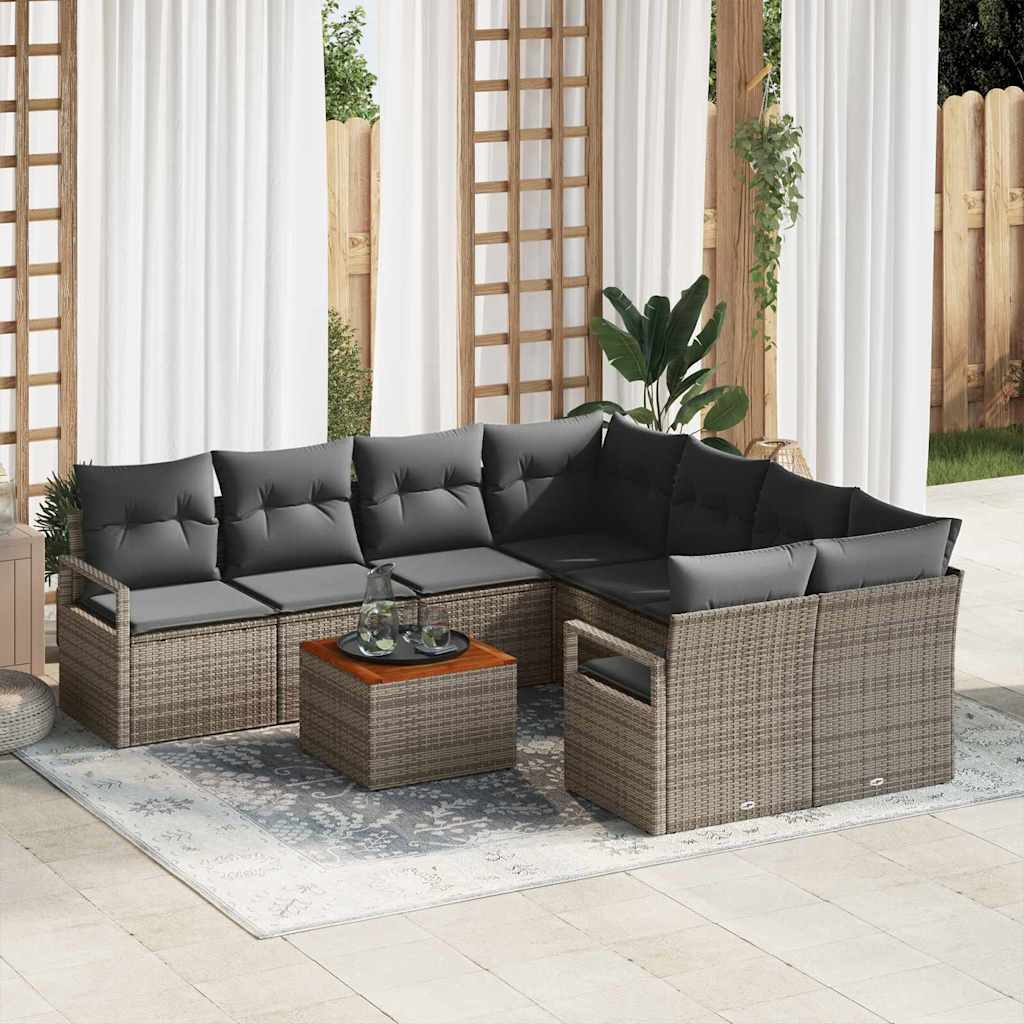 Tuinbankenset met opslag 9 pcs Grijs poly rattan is nu te koop bij PeponiXL, paradijselijk wonen!