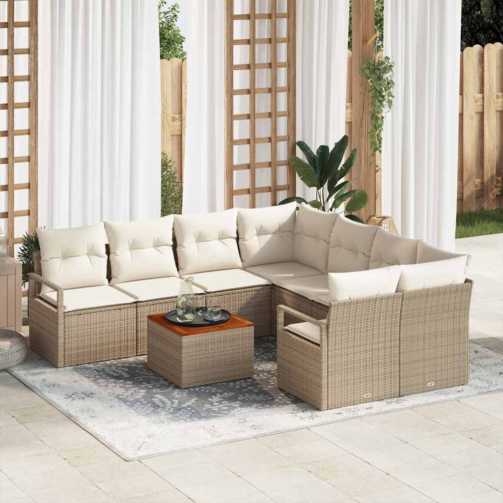 Tuinbankenset met opslag 9 pcs Beige en Crème poly rattan is nu te koop bij PeponiXL, paradijselijk wonen!