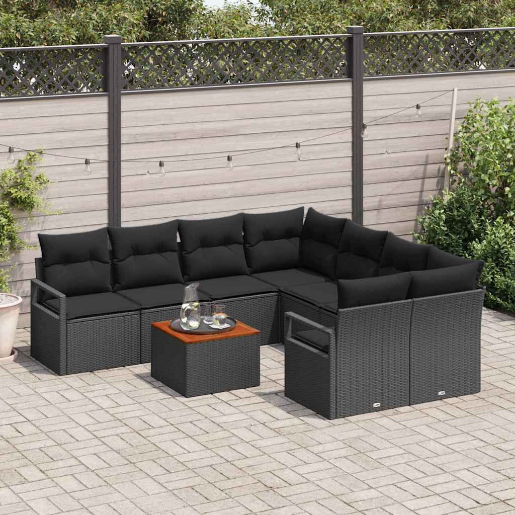 Tuinbankenset met opslag 9 pcs Zwart poly rattan is nu te koop bij PeponiXL, paradijselijk wonen!