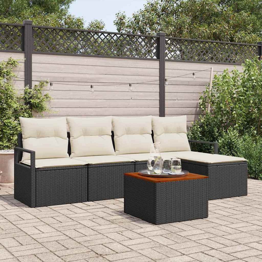 Tuinbankenset met opslag 6 pcs Zwart en Crème poly rattan is nu te koop bij PeponiXL, paradijselijk wonen!