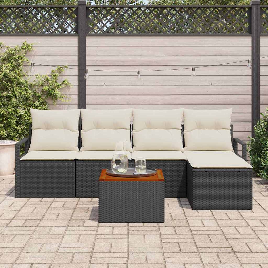 Tuinbankenset met opslag 6 pcs Zwart en Crème poly rattan is nu te koop bij PeponiXL, paradijselijk wonen!