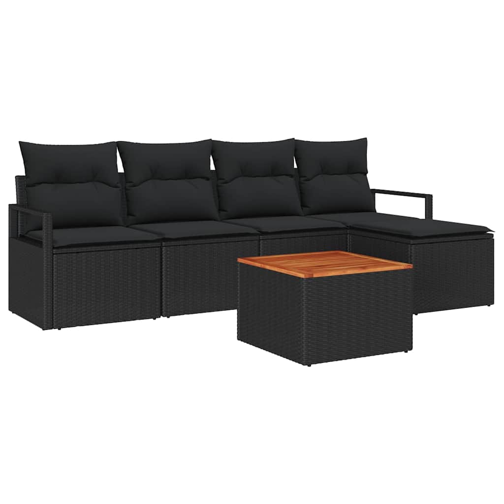 Tuinbankenset met opslag 6 pcs Zwart poly rattan is nu te koop bij PeponiXL, paradijselijk wonen!