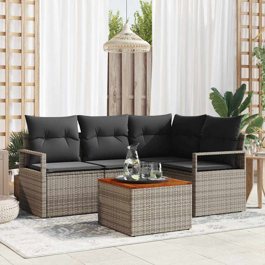 Tuinbankenset met opslag 5 pcs Grijs poly rattan is nu te koop bij PeponiXL, paradijselijk wonen!