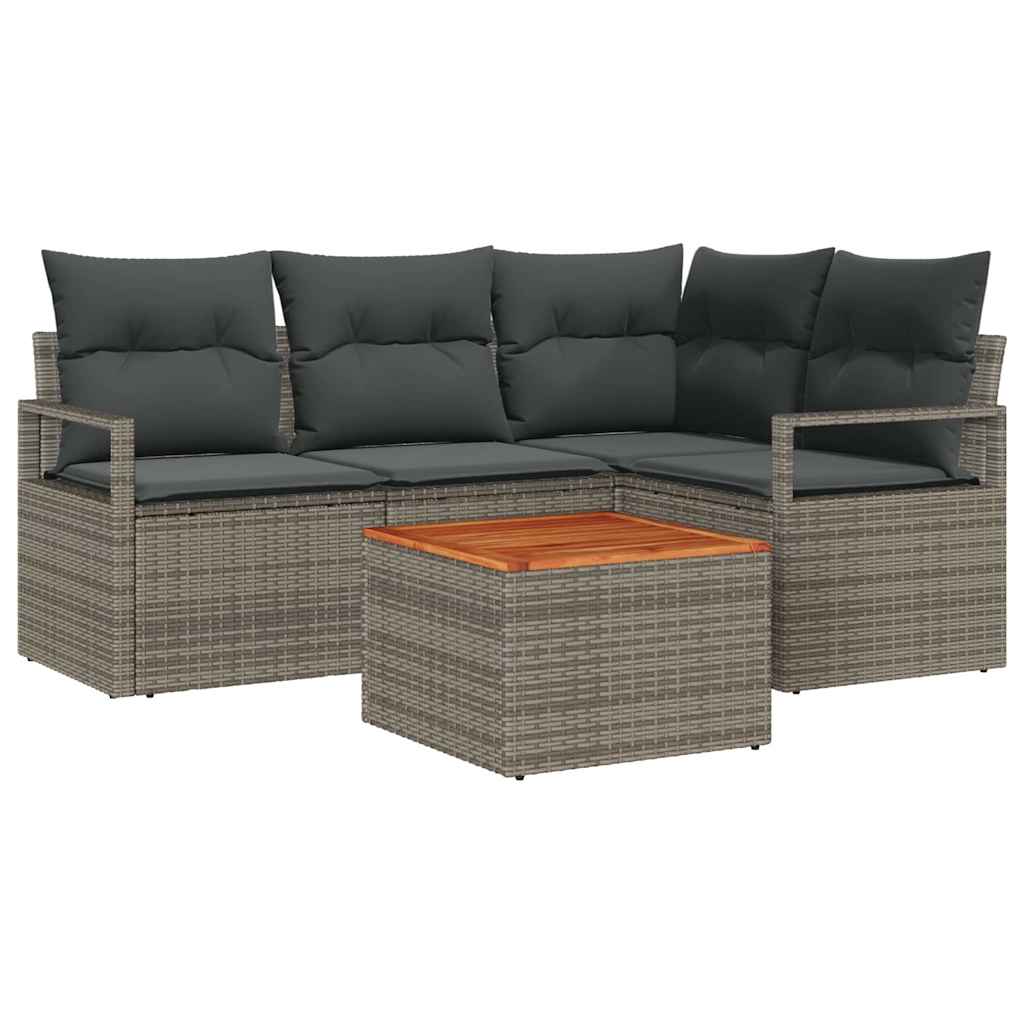 Tuinbankenset met opslag 5 pcs Grijs poly rattan is nu te koop bij PeponiXL, paradijselijk wonen!
