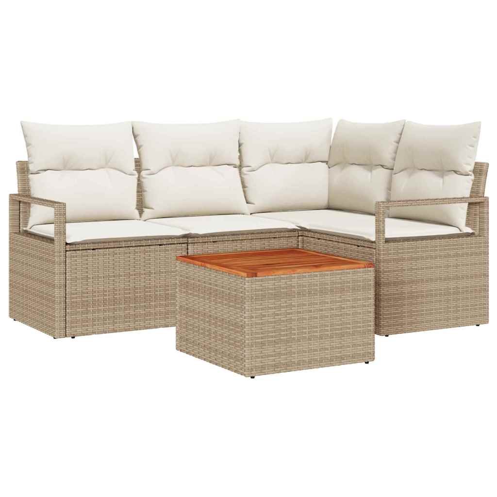Tuinbankenset met opslag 5 pcs Beige en Crème poly rattan is nu te koop bij PeponiXL, paradijselijk wonen!