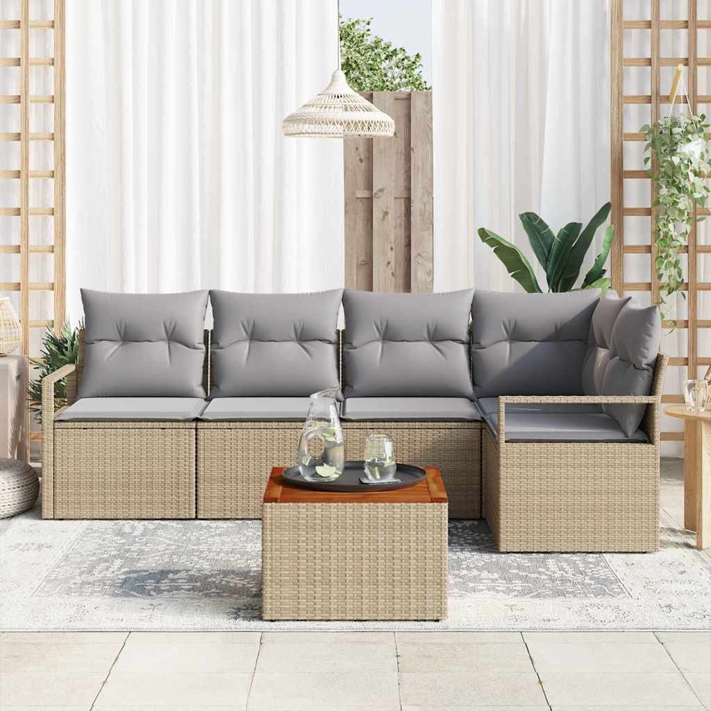 Tuinbankenset met opslag 6 pcs Beige en Licht Grijs poly rattan is nu te koop bij PeponiXL, paradijselijk wonen!