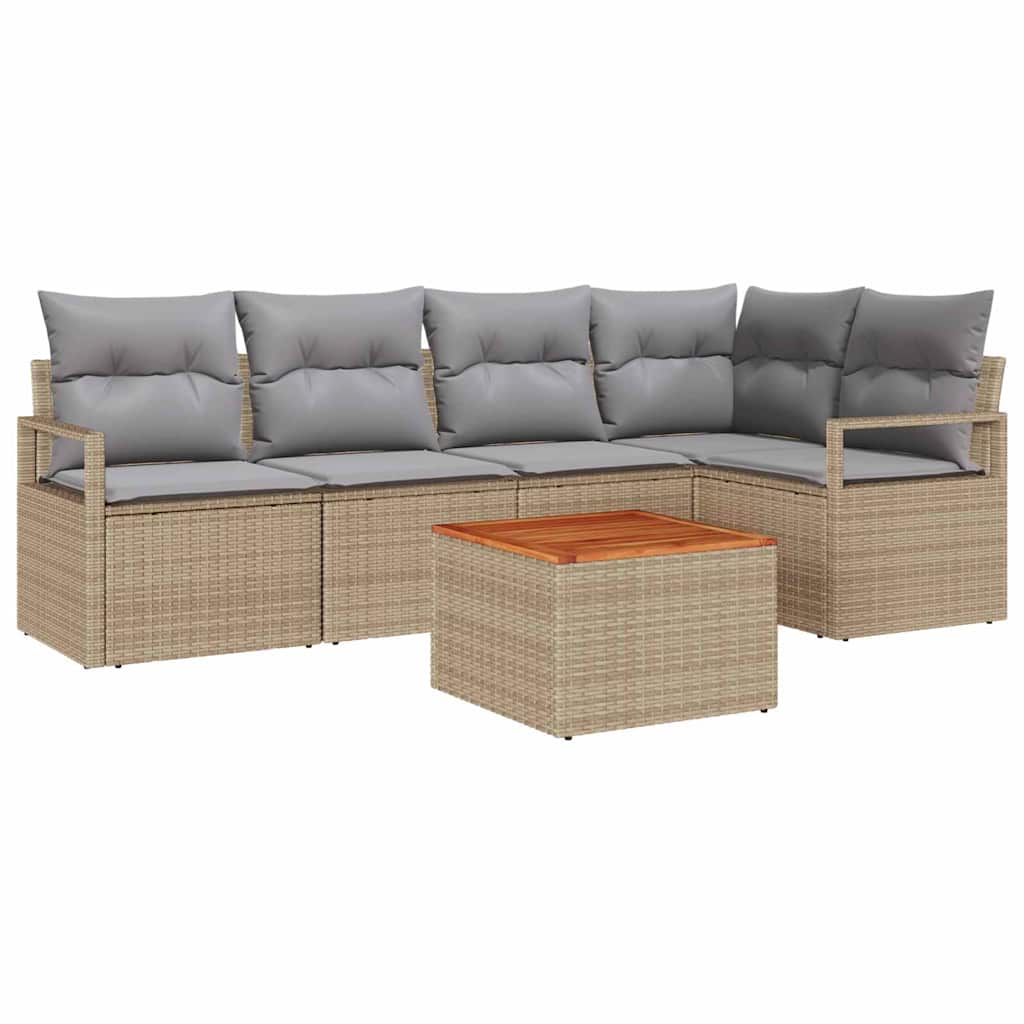 Tuinbankenset met opslag 6 pcs Beige en Licht Grijs poly rattan is nu te koop bij PeponiXL, paradijselijk wonen!
