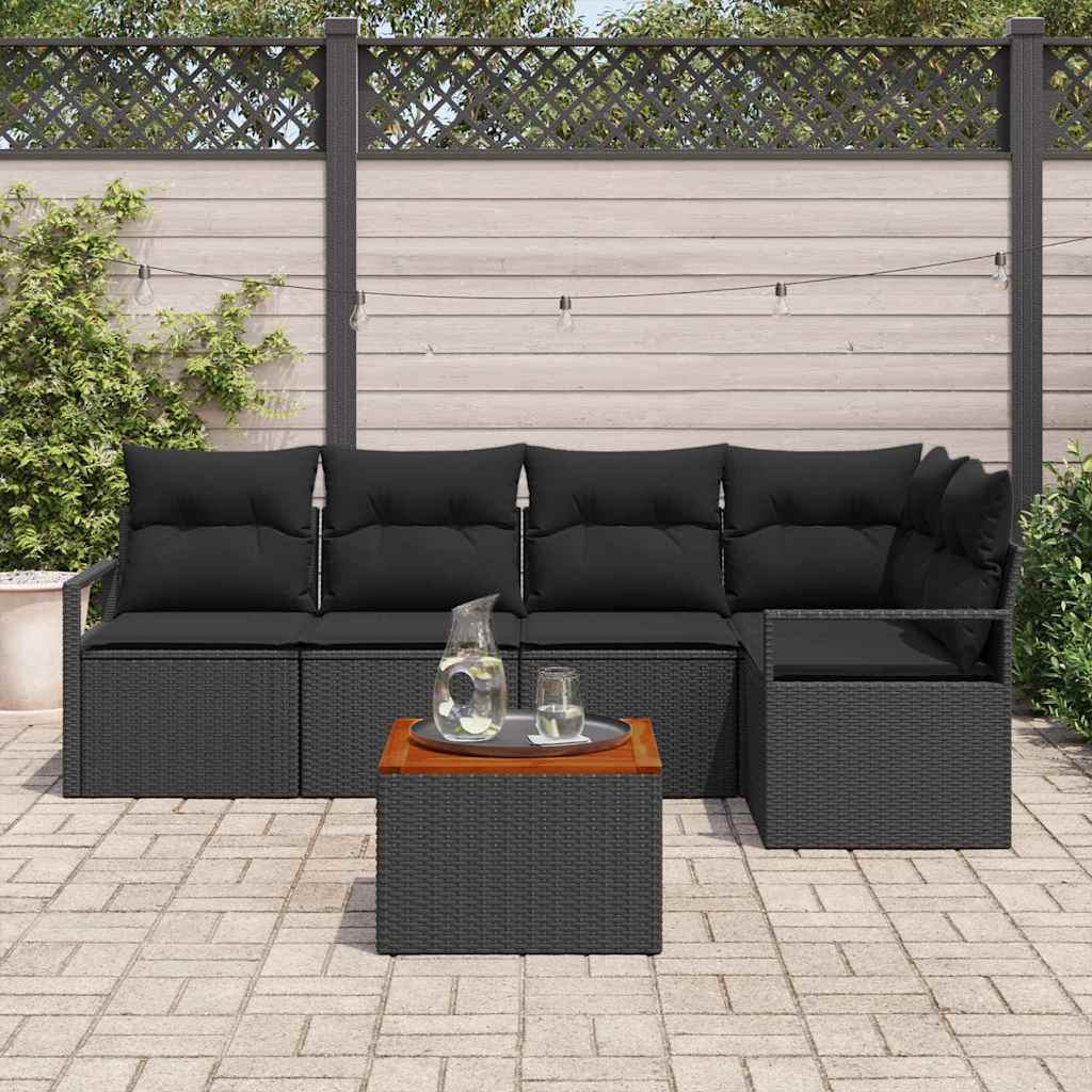 Tuinbankenset met opslag 6 pcs Zwart poly rattan is nu te koop bij PeponiXL, paradijselijk wonen!