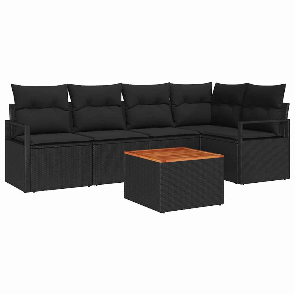 Tuinbankenset met opslag 6 pcs Zwart poly rattan is nu te koop bij PeponiXL, paradijselijk wonen!