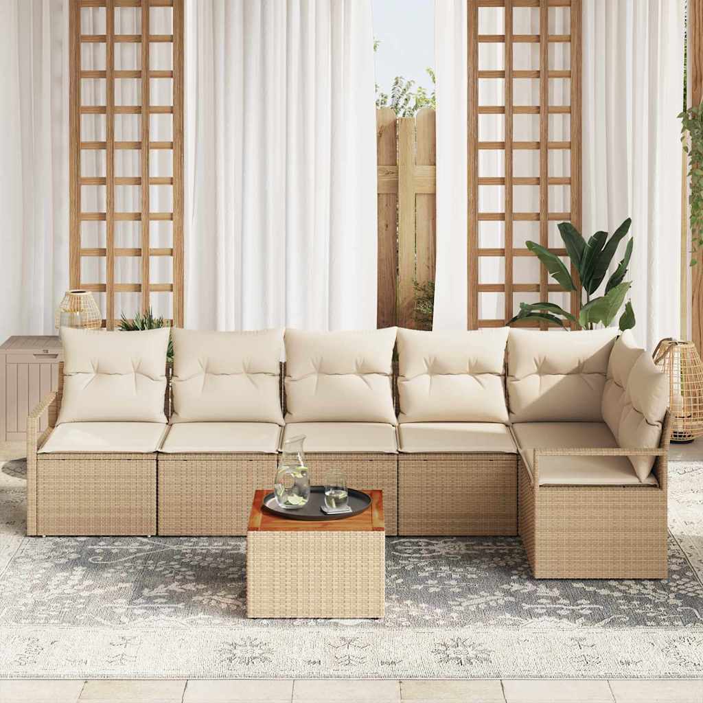 Tuinbankenset met opslag 7 pcs Beige en Crème poly rattan is nu te koop bij PeponiXL, paradijselijk wonen!