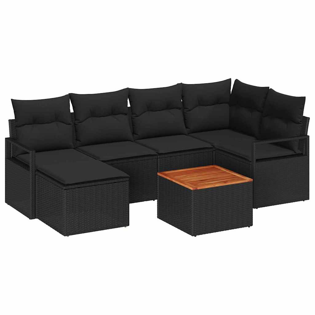 Tuinbankenset met opslag 7 pcs Zwart poly rattan is nu te koop bij PeponiXL, paradijselijk wonen!