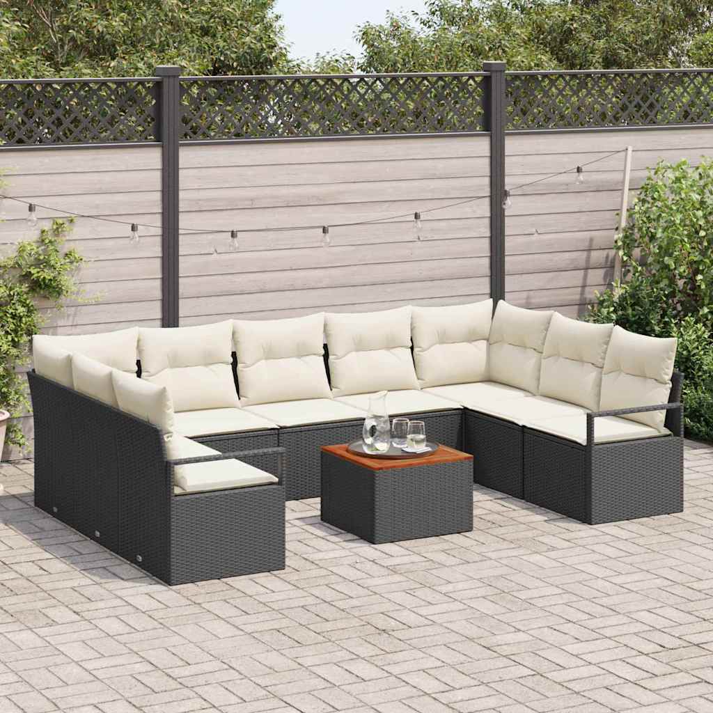 Tuinbankenset met opslag 10 pcs Zwart en Crème poly rattan is nu te koop bij PeponiXL, paradijselijk wonen!