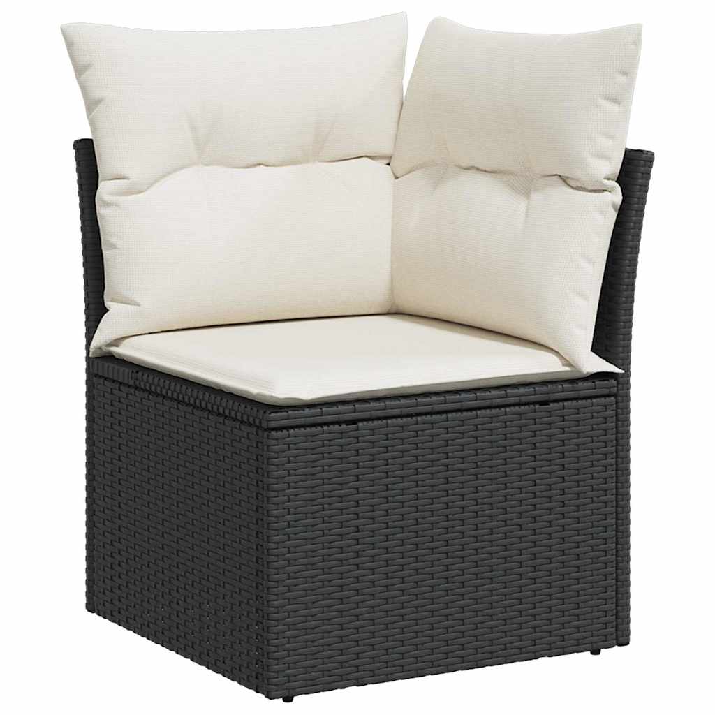 Tuinbankenset met opslag 10 pcs Zwart en Crème poly rattan is nu te koop bij PeponiXL, paradijselijk wonen!