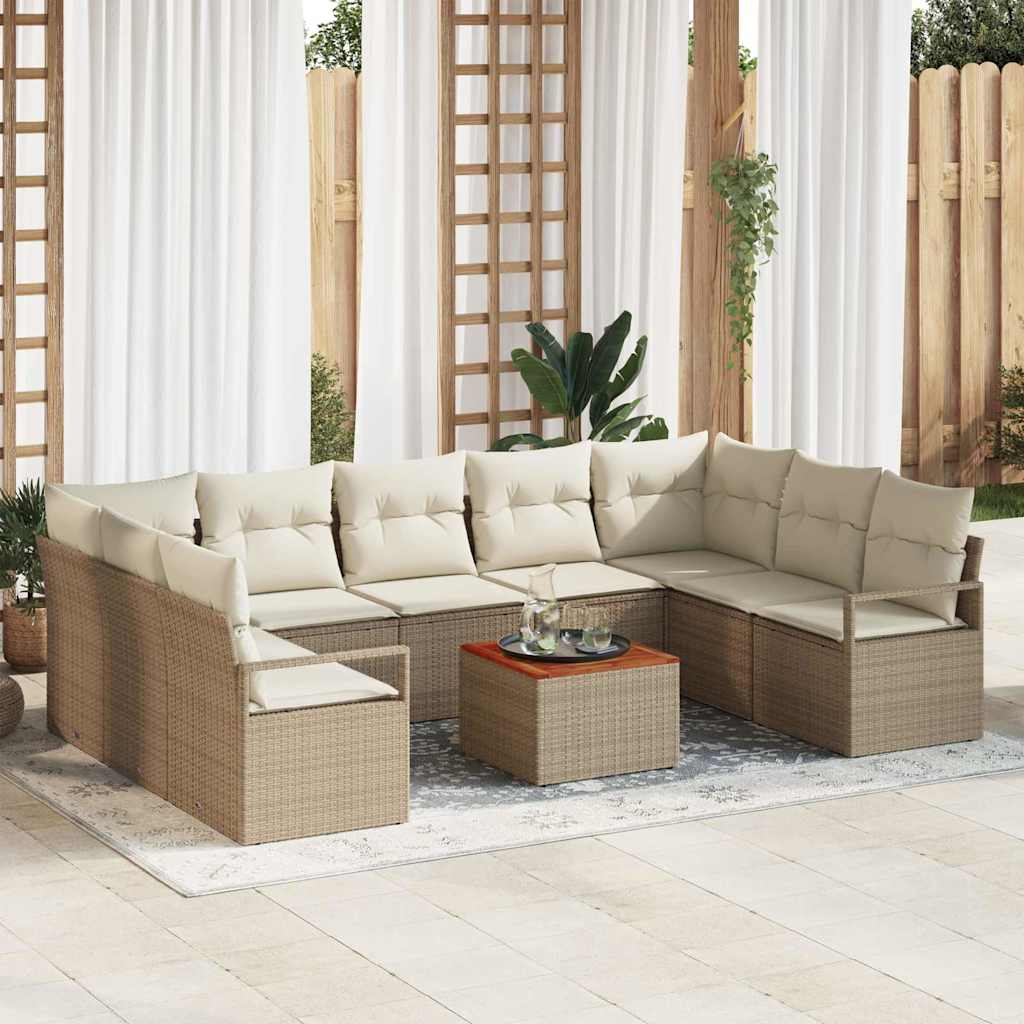 Tuinbankenset met opslag 10 pcs Beige en Crème poly rattan is nu te koop bij PeponiXL, paradijselijk wonen!