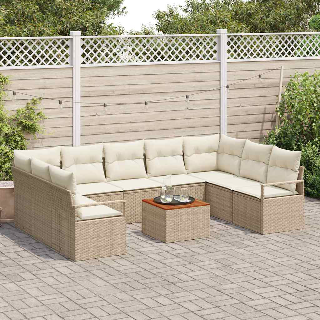 Tuinbankenset met opslag 10 pcs Beige en Crème poly rattan is nu te koop bij PeponiXL, paradijselijk wonen!