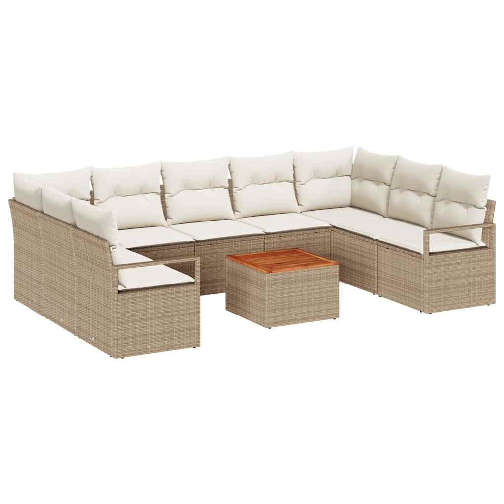 Tuinbankenset met opslag 10 pcs Beige en Crème poly rattan is nu te koop bij PeponiXL, paradijselijk wonen!