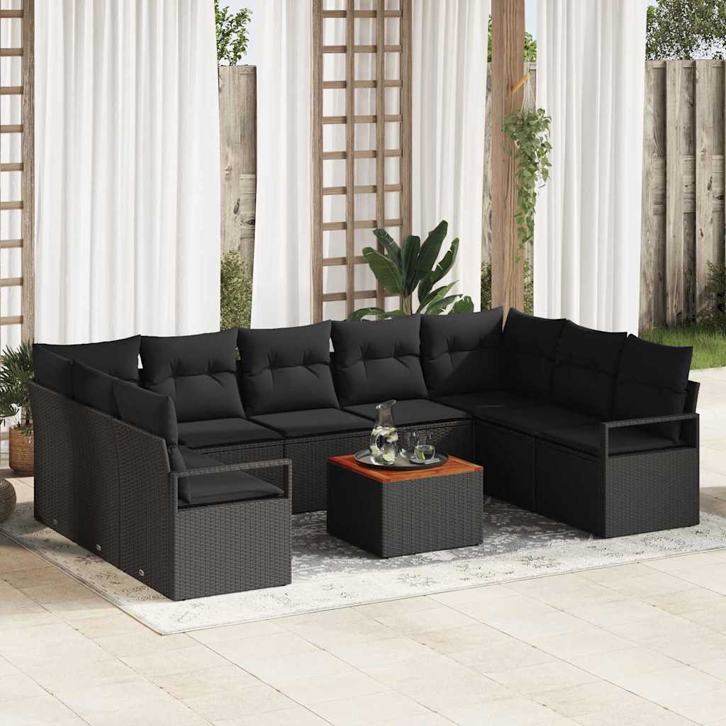 Tuinbankenset met opslag 10 pcs Zwart poly rattan is nu te koop bij PeponiXL, paradijselijk wonen!