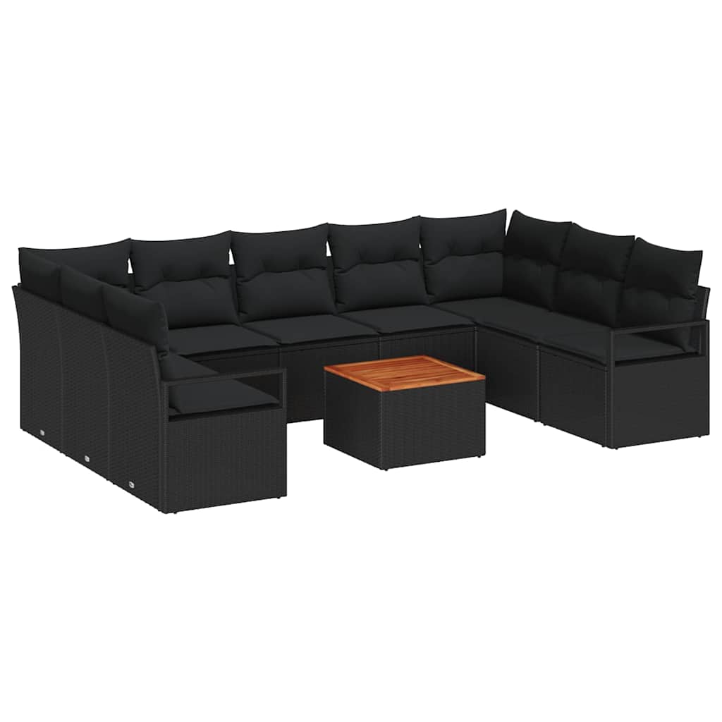 Tuinbankenset met opslag 10 pcs Zwart poly rattan is nu te koop bij PeponiXL, paradijselijk wonen!