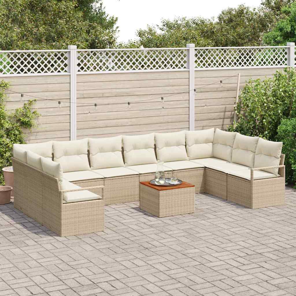 Tuinbankenset met opslag 11 pcs Beige en Crème poly rattan is nu te koop bij PeponiXL, paradijselijk wonen!