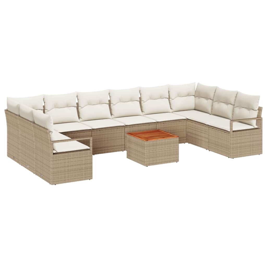 Tuinbankenset met opslag 11 pcs Beige en Crème poly rattan is nu te koop bij PeponiXL, paradijselijk wonen!
