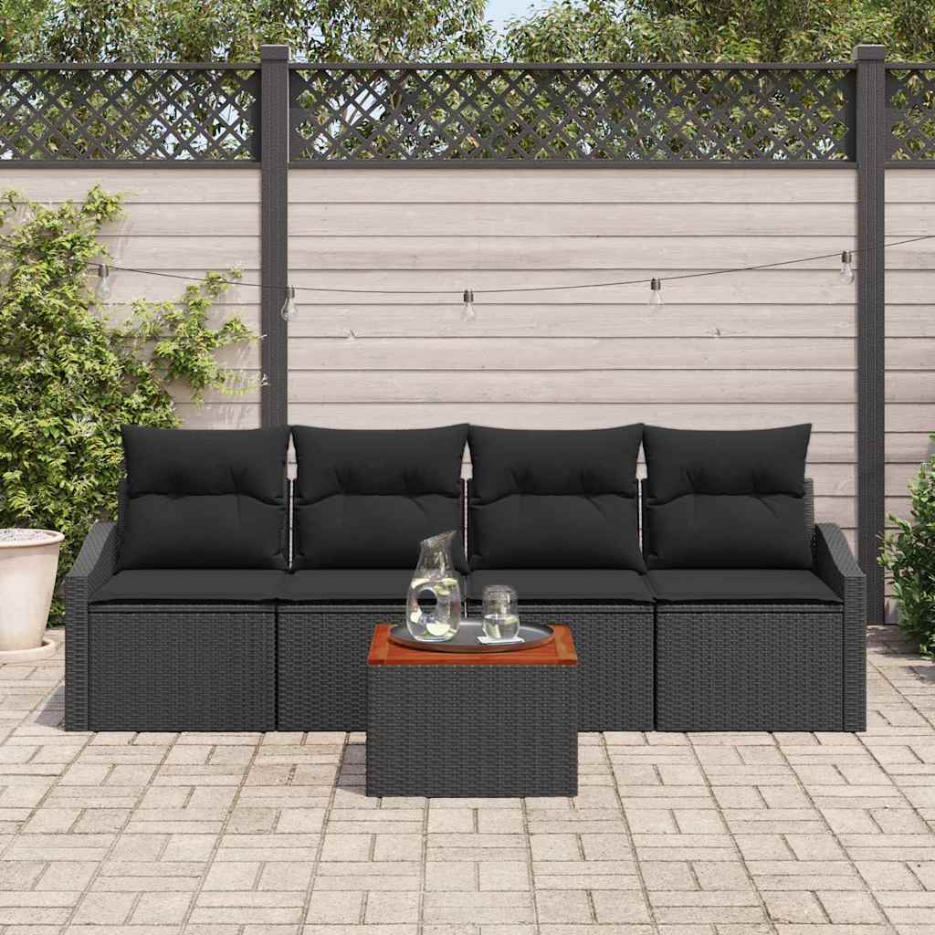 Tuinbankenset met opslag 5 pcs Zwart poly rattan is nu te koop bij PeponiXL, paradijselijk wonen!