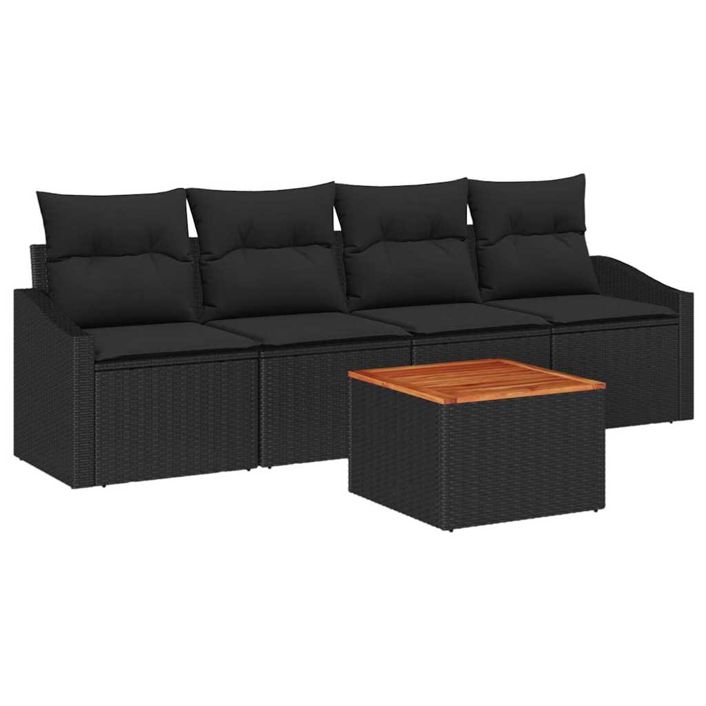 Tuinbankenset met opslag 5 pcs Zwart poly rattan is nu te koop bij PeponiXL, paradijselijk wonen!