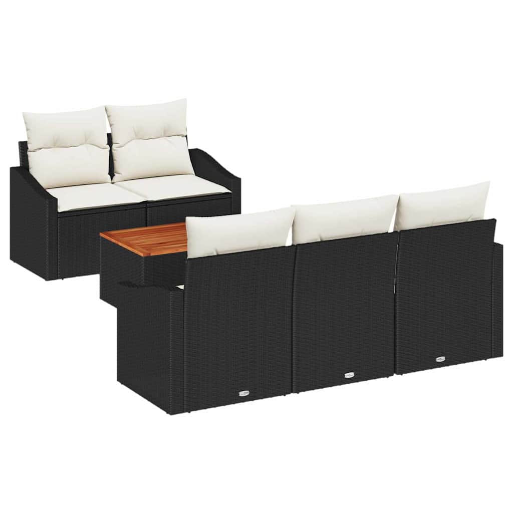 Tuinbankenset met opslag 6 pcs Zwart en Crème poly rattan is nu te koop bij PeponiXL, paradijselijk wonen!