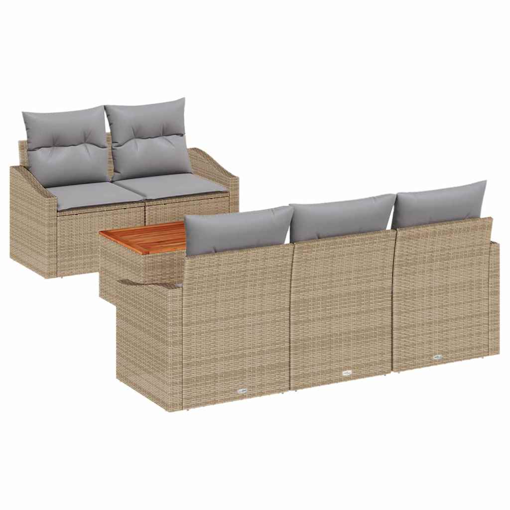Tuinbankenset met opslag 6 pcs Beige en Licht Grijs poly rattan is nu te koop bij PeponiXL, paradijselijk wonen!