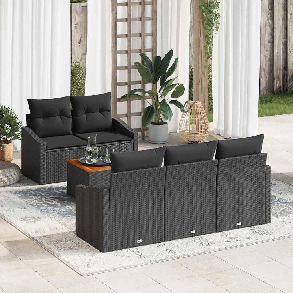 Tuinbankenset met opslag 6 pcs Zwart poly rattan is nu te koop bij PeponiXL, paradijselijk wonen!