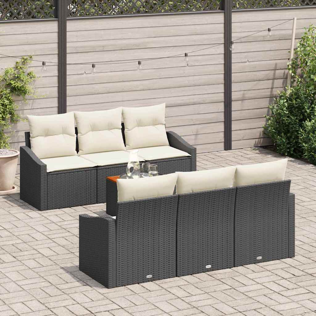 Tuinbankenset met opslag 7 pcs Zwart en Crème poly rattan is nu te koop bij PeponiXL, paradijselijk wonen!