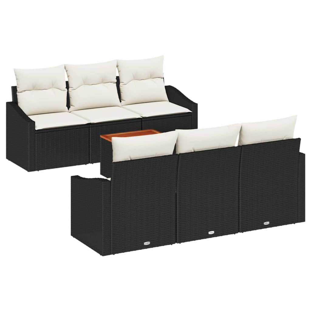 Tuinbankenset met opslag 7 pcs Zwart en Crème poly rattan is nu te koop bij PeponiXL, paradijselijk wonen!