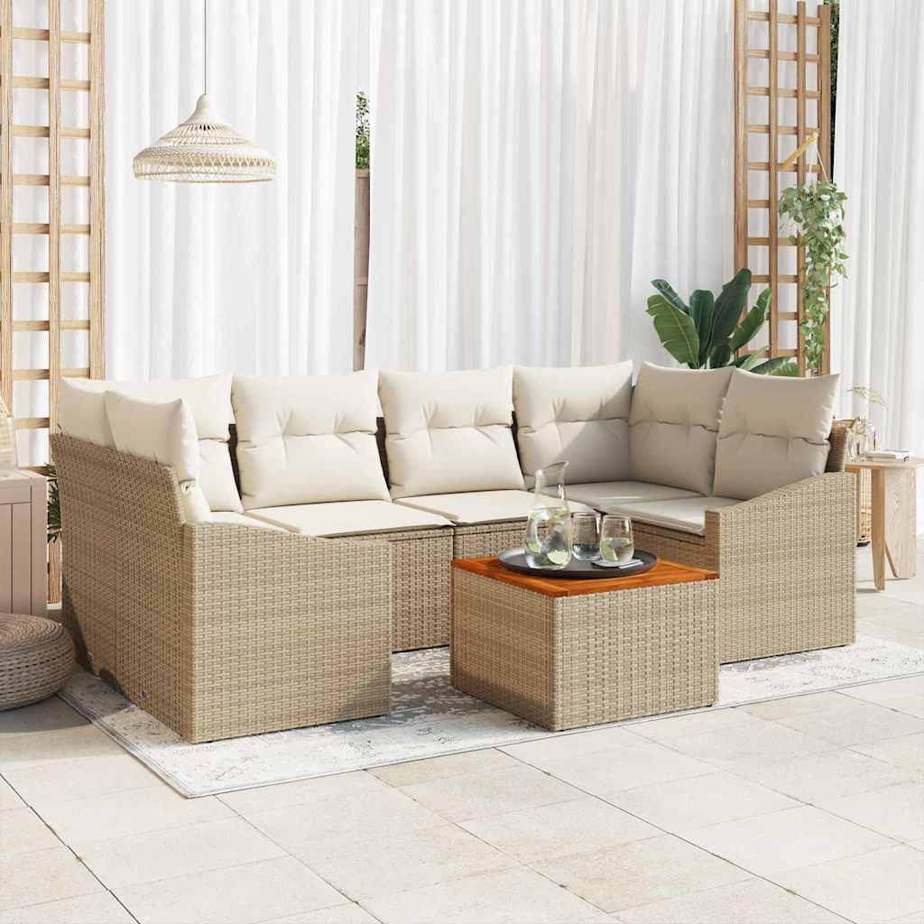 Tuinbankenset met opslag 7 pcs Beige en Crème poly rattan is nu te koop bij PeponiXL, paradijselijk wonen!
