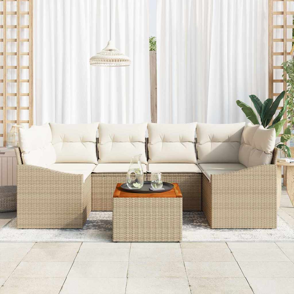 Tuinbankenset met opslag 7 pcs Beige en Crème poly rattan is nu te koop bij PeponiXL, paradijselijk wonen!