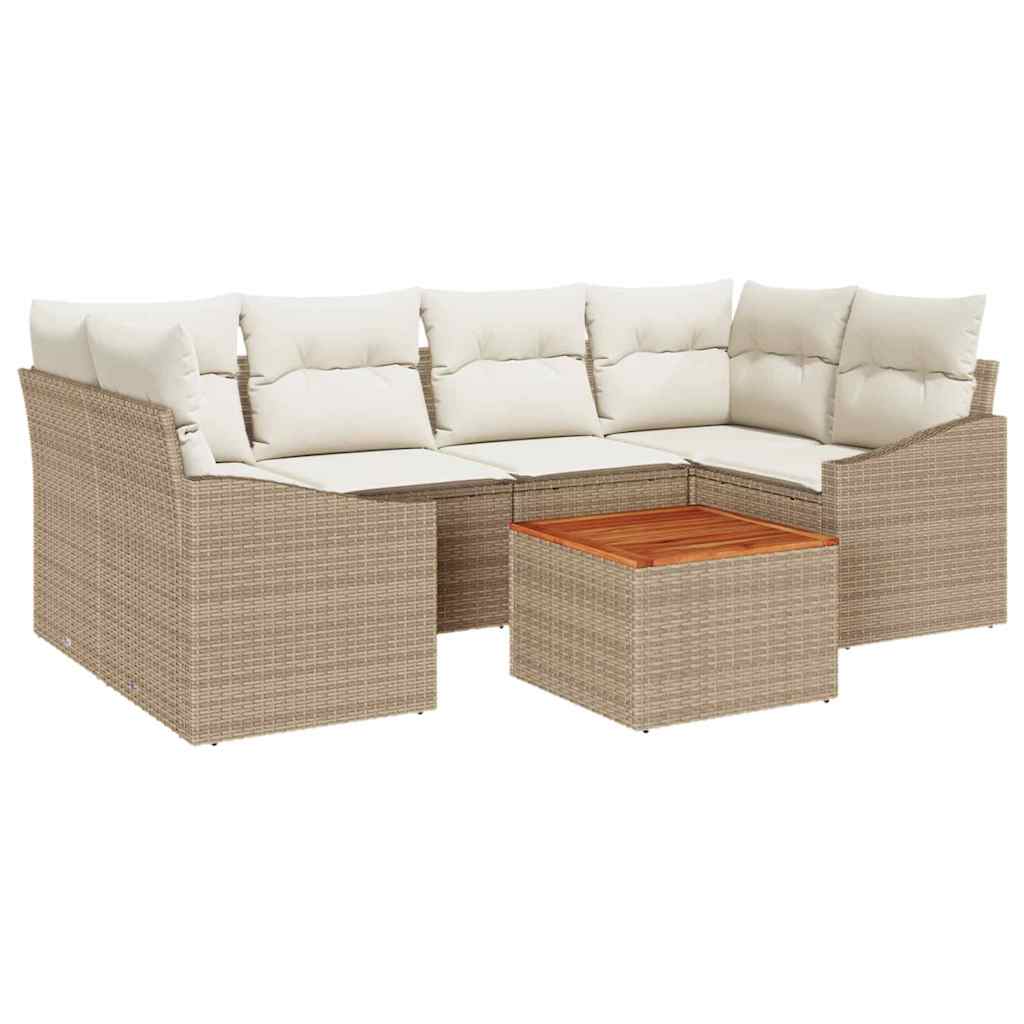Tuinbankenset met opslag 7 pcs Beige en Crème poly rattan is nu te koop bij PeponiXL, paradijselijk wonen!