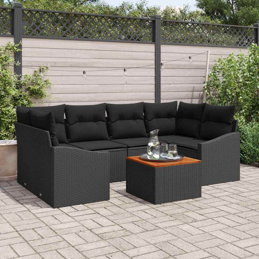 Tuinbankenset met opslag 7 pcs Zwart poly rattan is nu te koop bij PeponiXL, paradijselijk wonen!